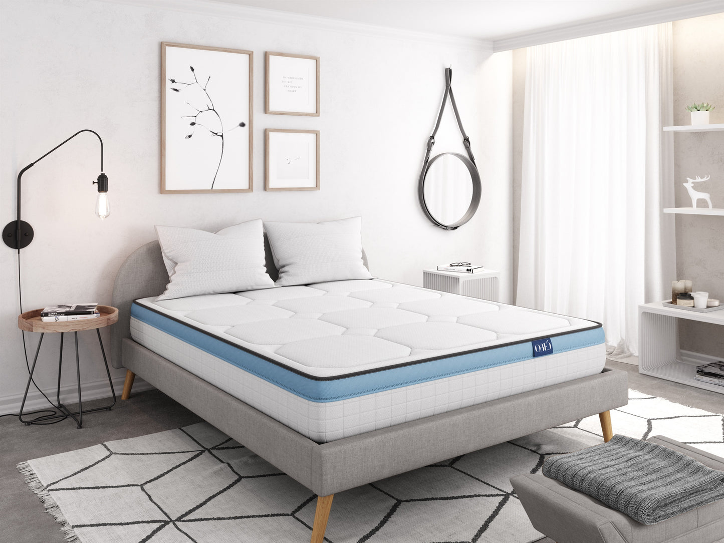 Matelas Gel Fresh Obed - 140 x 190 cm ou 160 x 200 cm - Vue studio chambre
