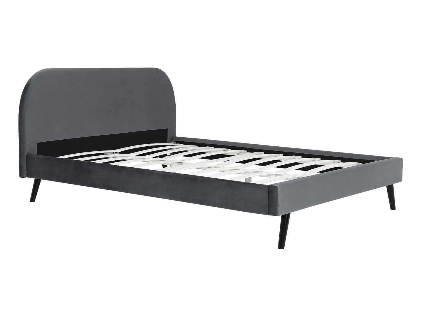 Lit NORTH PLUS en tissu velours 140 x 190 cm gris foncé - Vue de profil