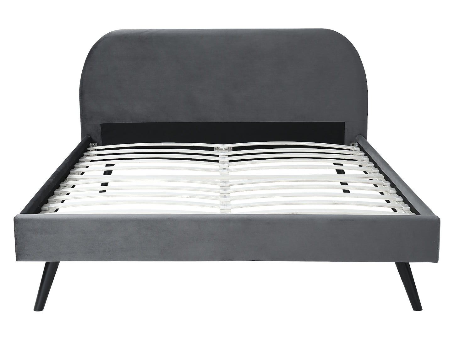 Lit NORTH PLUS en tissu velours 140 x 190 cm gris foncé - Vue de face