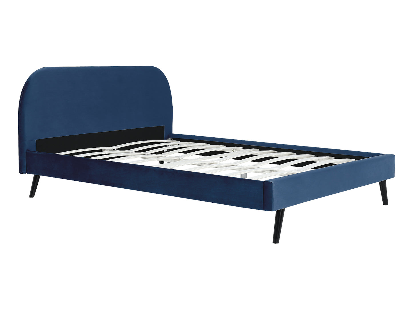 Lit NORTH PLUS en tissu velours 140 x 190 cm bleu nuit - Vue de profil
