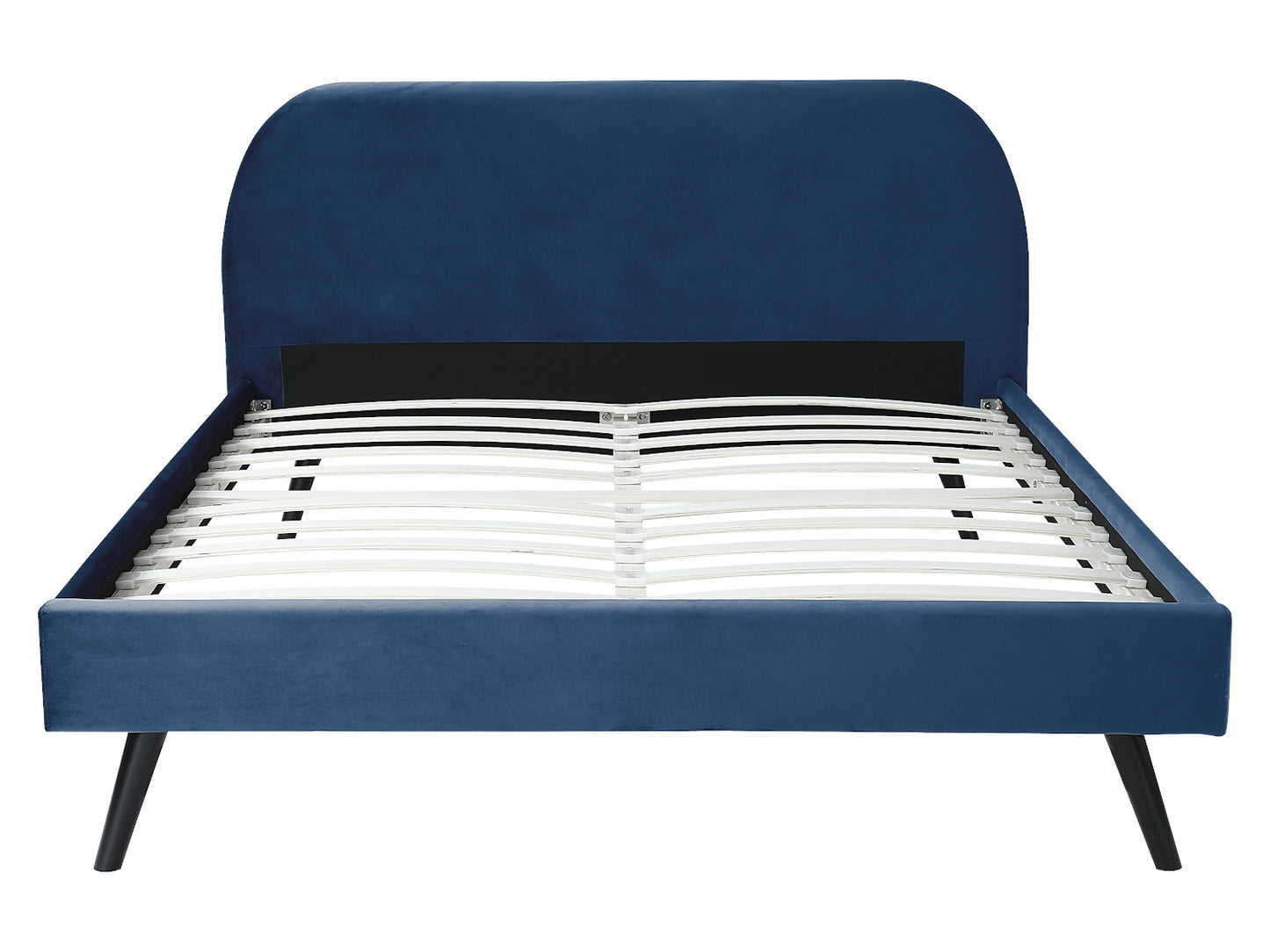 Lit NORTH PLUS en tissu velours 140 x 190 cm bleu nuit - Vue de face