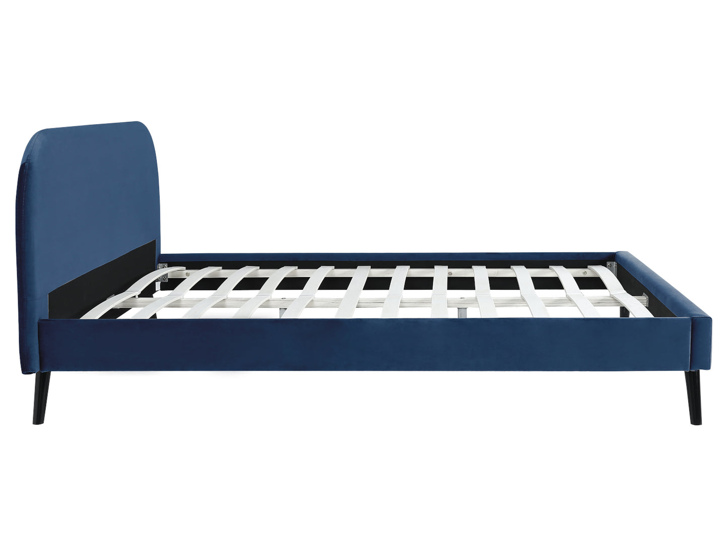 Lit NORTH PLUS en tissu velours 140 x 190 cm bleu nuit - Vue latérale