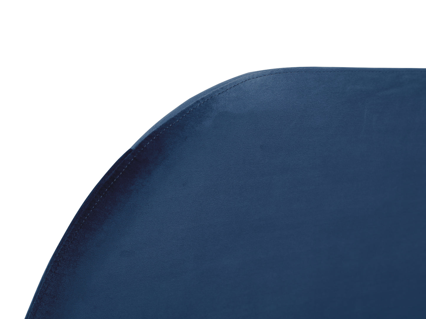 Lit NORTH PLUS en tissu velours 140 x 190 cm bleu nuit - Vue zoom coin tête de lit tissu coutures