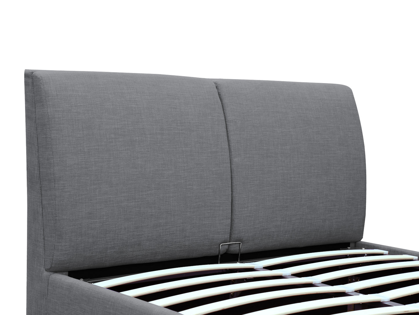 Lit coffre COMFY en tissu 140 x 190 cm - Vue tête de lit anatomique dorsale