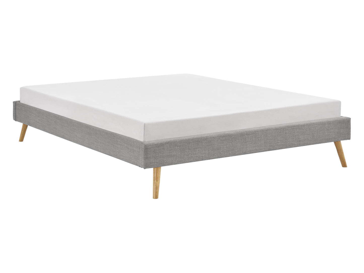 Lit SOFT en tissu 140 x 190 cm ou 160 x 200 cm gris clair - Vue de profil