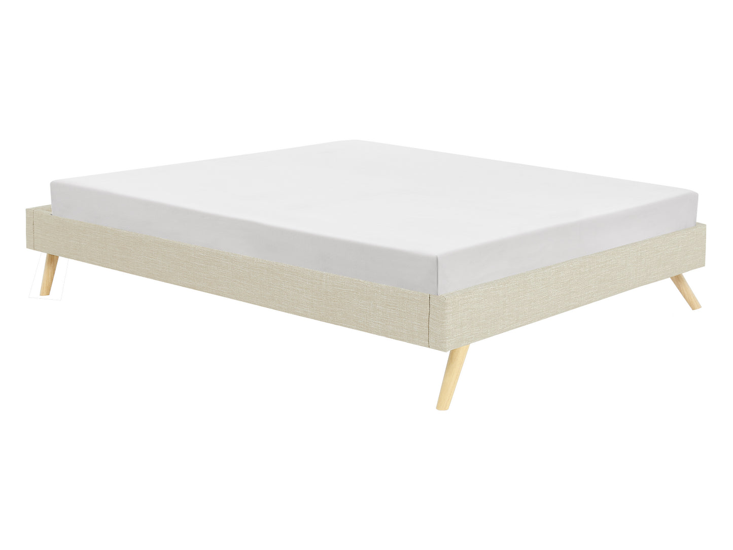 Lit SOFT en tissu 140 x 190 cm ou 160 x 200 cm beige clair - Vue de profil