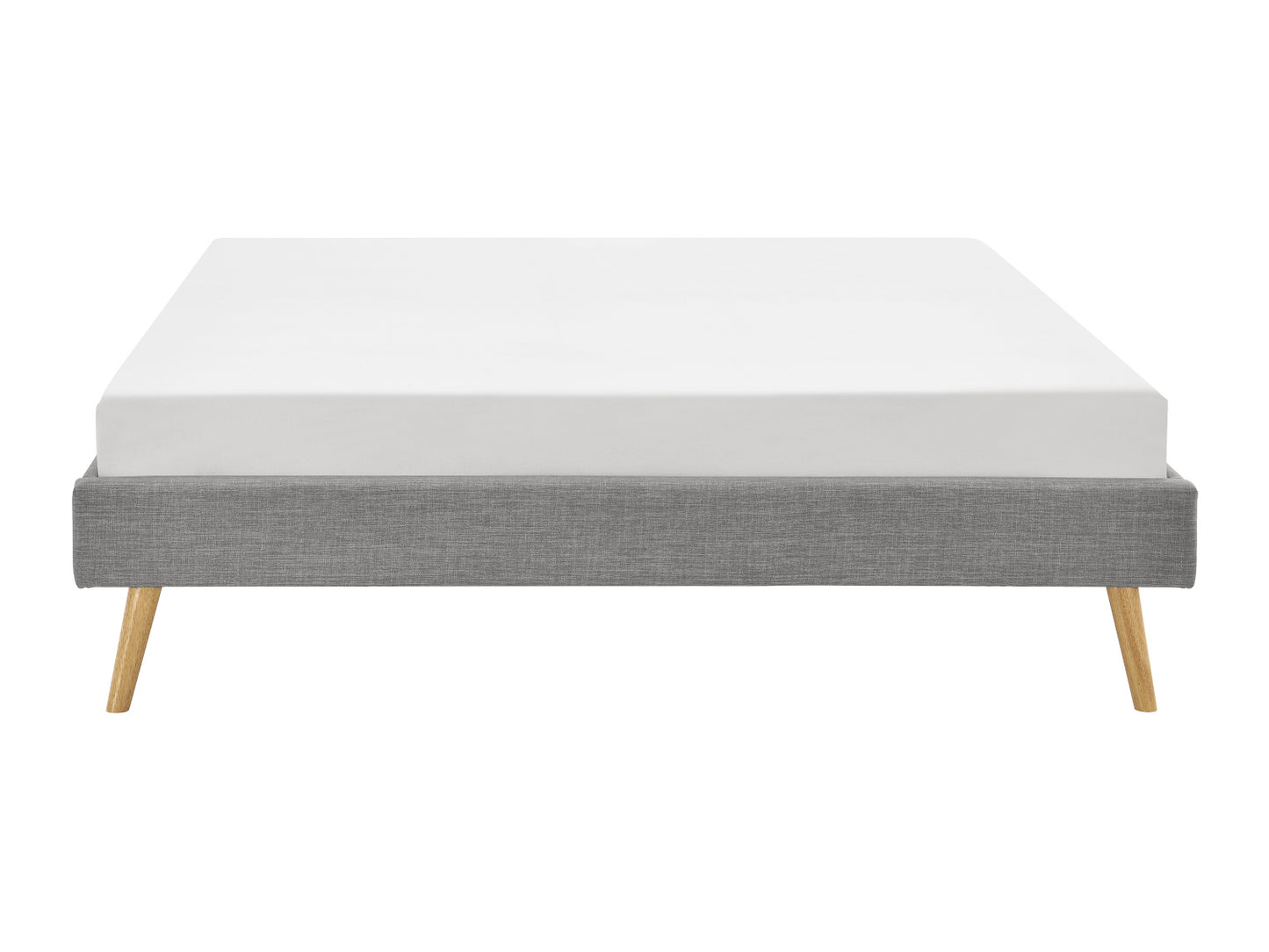 Lit SOFT en tissu 140 x 190 cm ou 160 x 200 cm gris clair - Vue de face