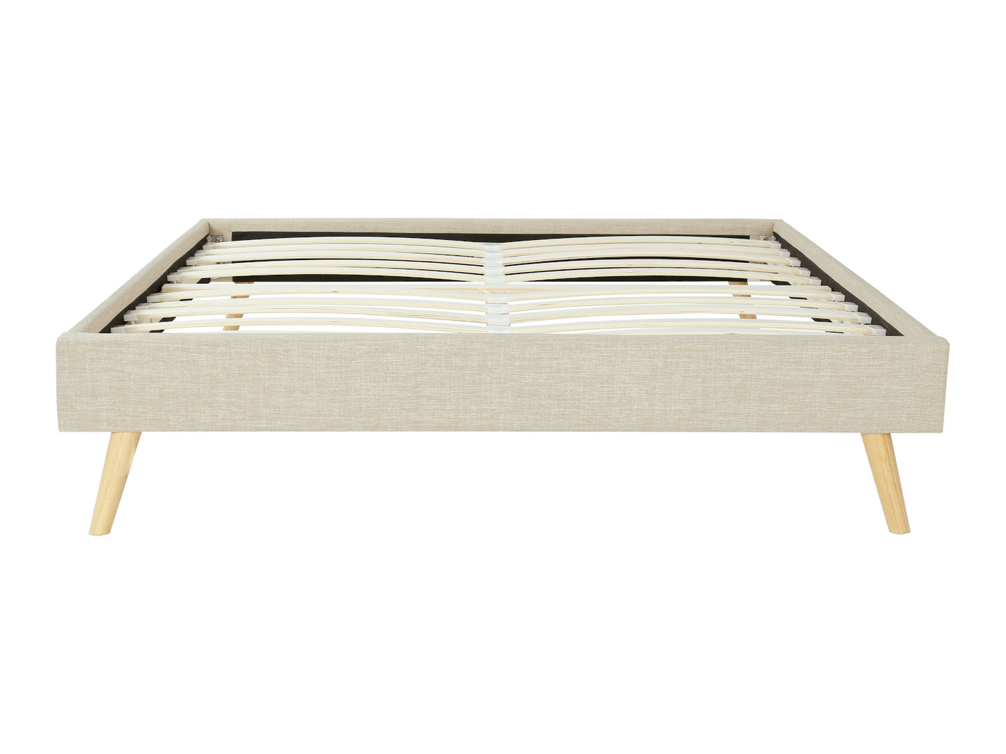 Lit SOFT en tissu 140 x 190 cm ou 160 x 200 cm beige clair - Vue de face