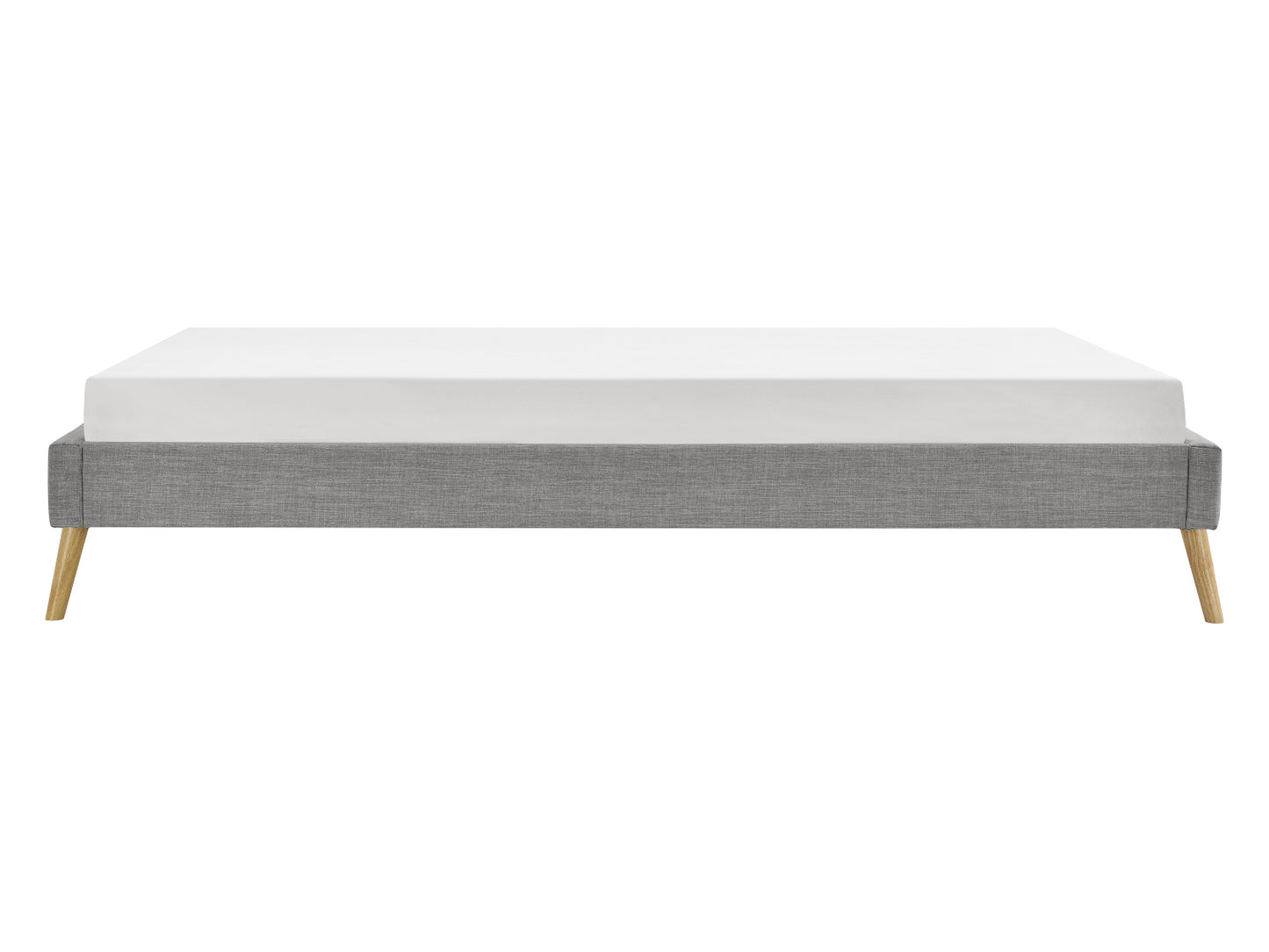 Lit SOFT en tissu 140 x 190 cm ou 160 x 200 cm gris clair - Vue latérale