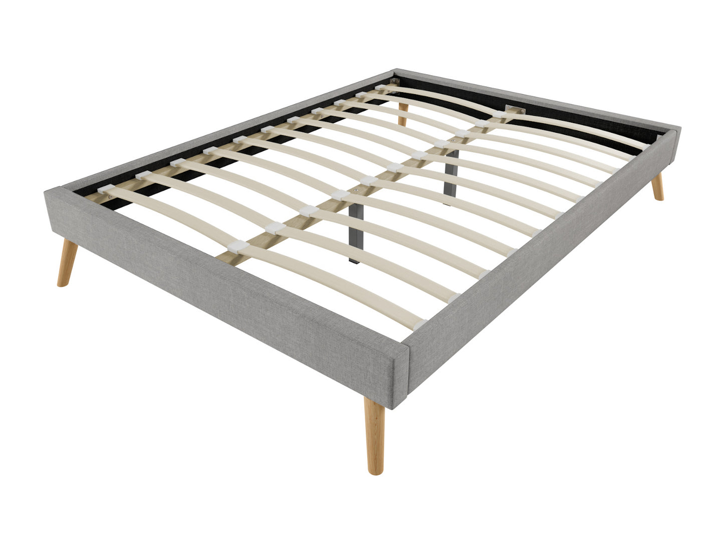 Lit SOFT en tissu 140 x 190 cm ou 160 x 200 cm gris clair - Vue sommier