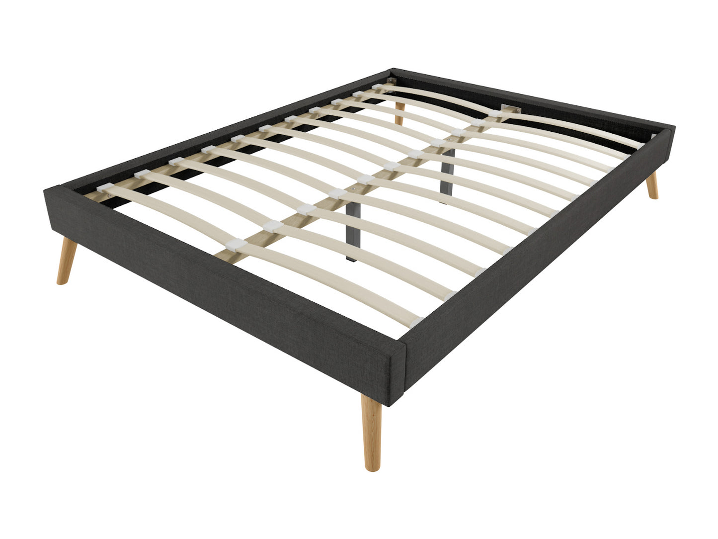 Lit SOFT en tissu 140 x 190 cm gris foncé - Vue sommier