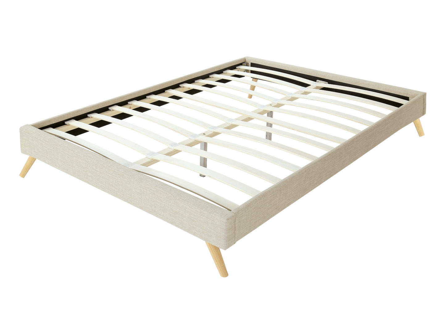 Lit SOFT en tissu 140 x 190 cm ou 160 x 200 cm beige clair - Vue sommier à lattes