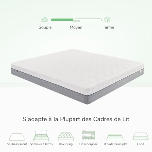Matelas Réversible – Fibres de Bambou et Mousse Gel à Mémoire de Forme