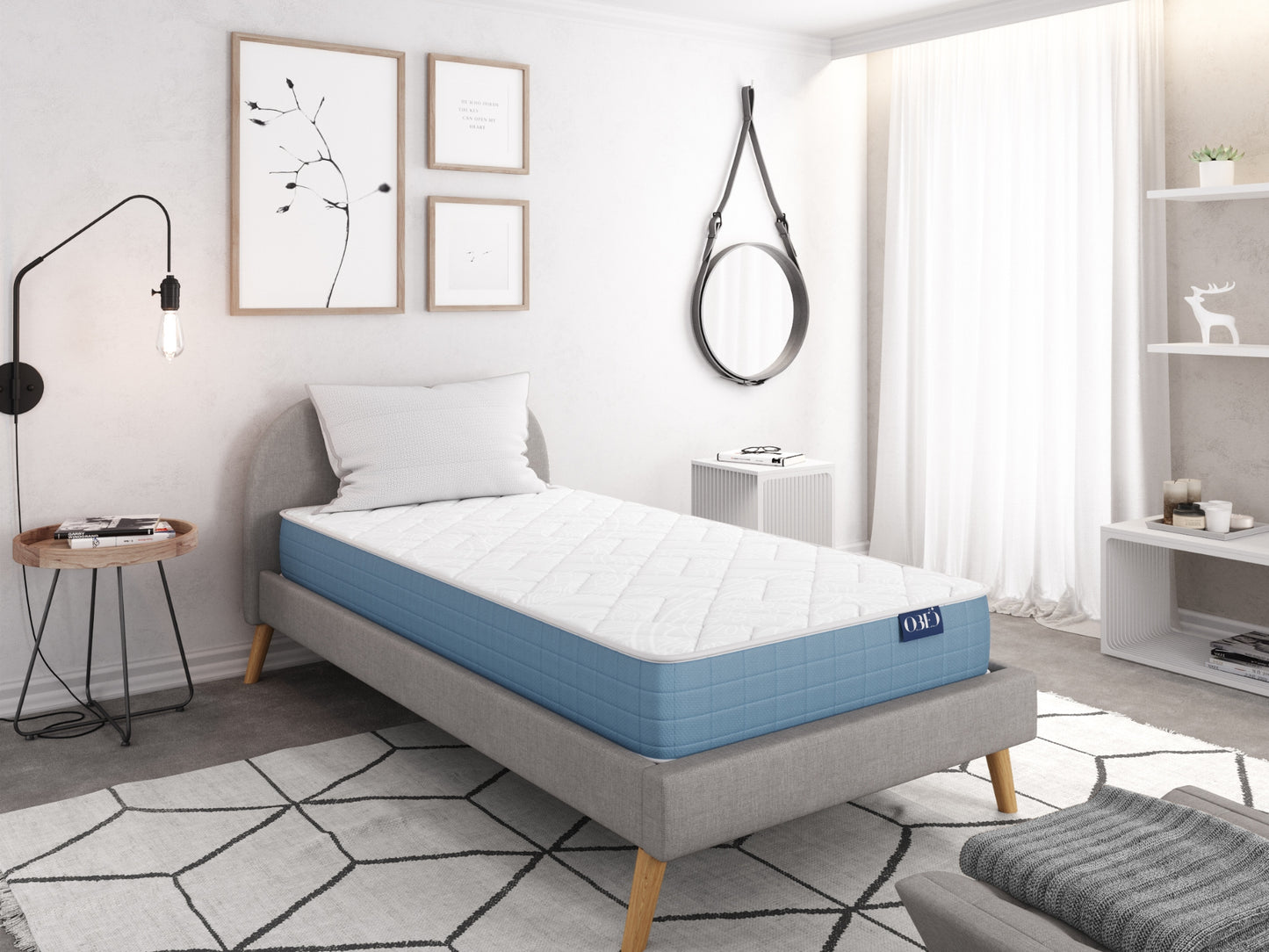 Matelas Zefir Obed - 90 x 190 cm - Vue photo studio chambre