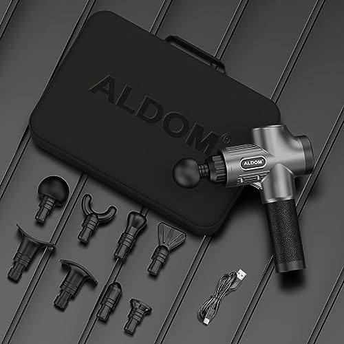 Pistolet de Massage Musculaire ALDOM Appareil de Massage Masseur de Muscle Profonds avec 30 Niveaux Réglables, 6 Têtes de Massage et l'Écran LCD Pour Soulager Douleurs et Raideurs Musculaires