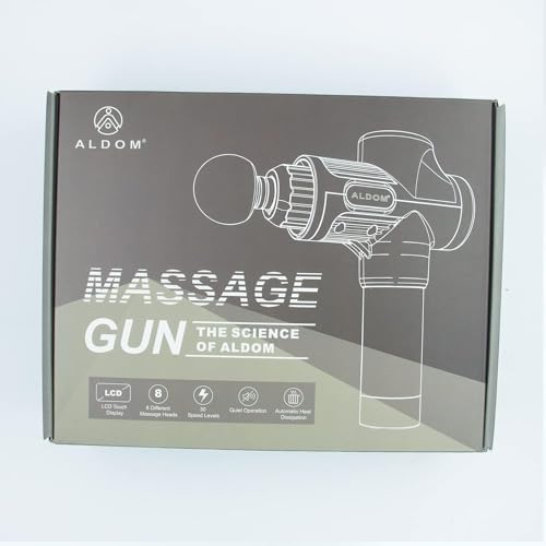Pistolet de Massage Musculaire ALDOM Appareil de Massage Masseur de Muscle Profonds avec 30 Niveaux Réglables, 6 Têtes de Massage et l'Écran LCD Pour Soulager Douleurs et Raideurs Musculaires
