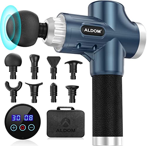 Pistolet de Massage Musculaire ALDOM Appareil de Massage Masseur de Muscle Profonds avec 30 Niveaux Réglables, 6 Têtes de Massage et l'Écran LCD Pour Soulager Douleurs et Raideurs Musculaires