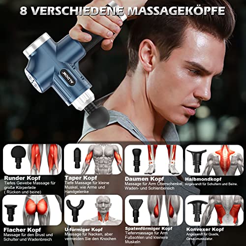 Pistolet de Massage Musculaire ALDOM Appareil de Massage Masseur de Muscle Profonds avec 30 Niveaux Réglables, 6 Têtes de Massage et l'Écran LCD Pour Soulager Douleurs et Raideurs Musculaires
