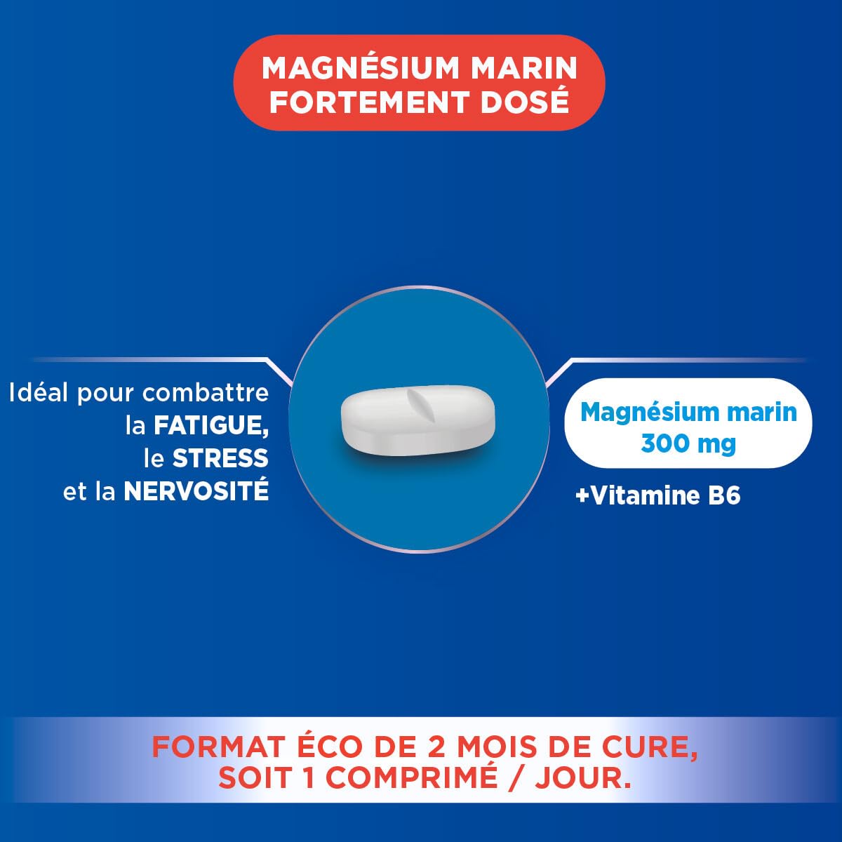 Magnésium 300 Marin | 300 mg de Magnésium Marin pour Réduire le Stress et la Fatigue