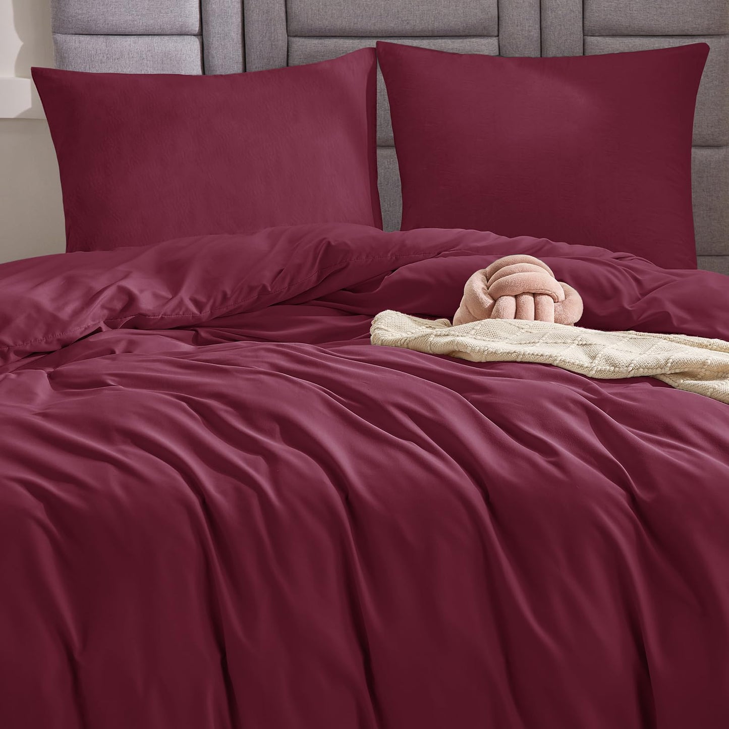 WAVVE Housse de Couette 140x200 cm avec 1 Taie d'oreiller 65x65 cm,Parure de Lit 1 Personne pour lit 90x190 avec Fermeture Éclair Sets de Housse Couette en Microfibre, Gris Foncé 140 x 200