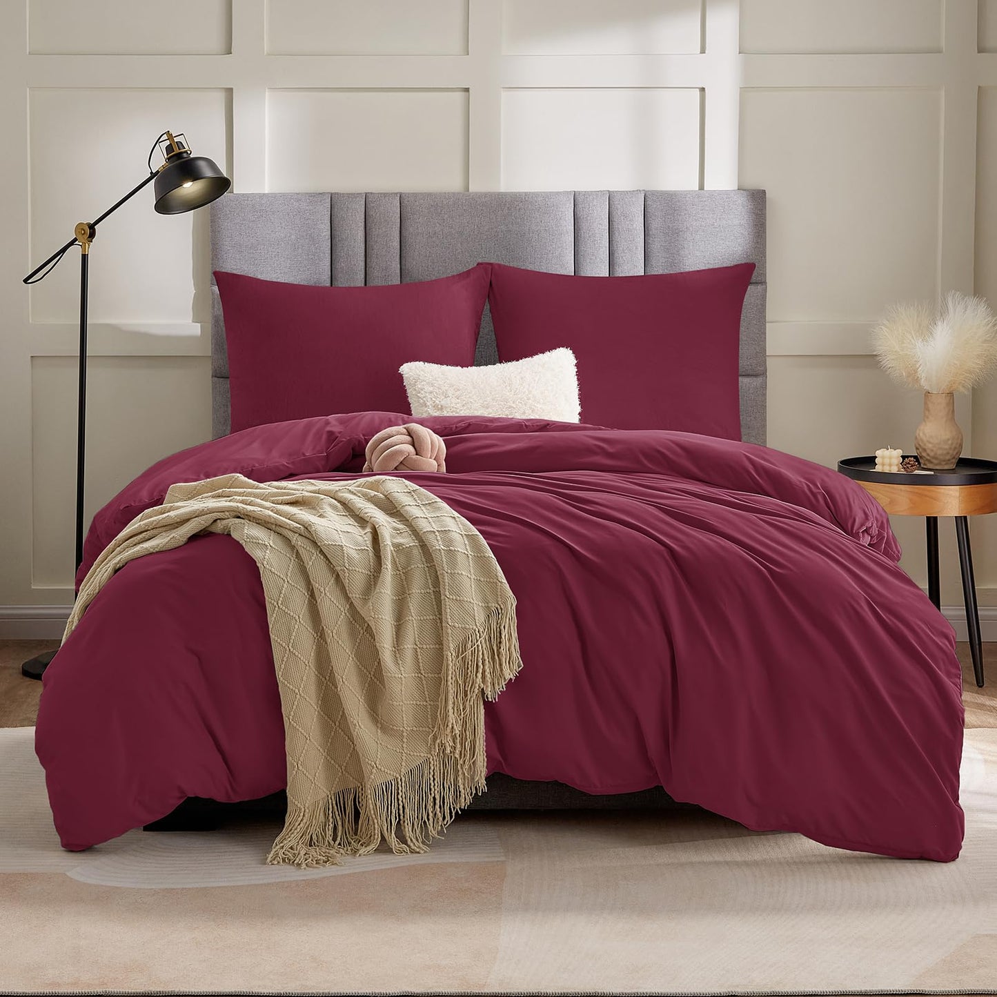WAVVE Housse de Couette 140x200 cm avec 1 Taie d'oreiller 65x65 cm,Parure de Lit 1 Personne pour lit 90x190 avec Fermeture Éclair Sets de Housse Couette en Microfibre, Gris Foncé 140 x 200