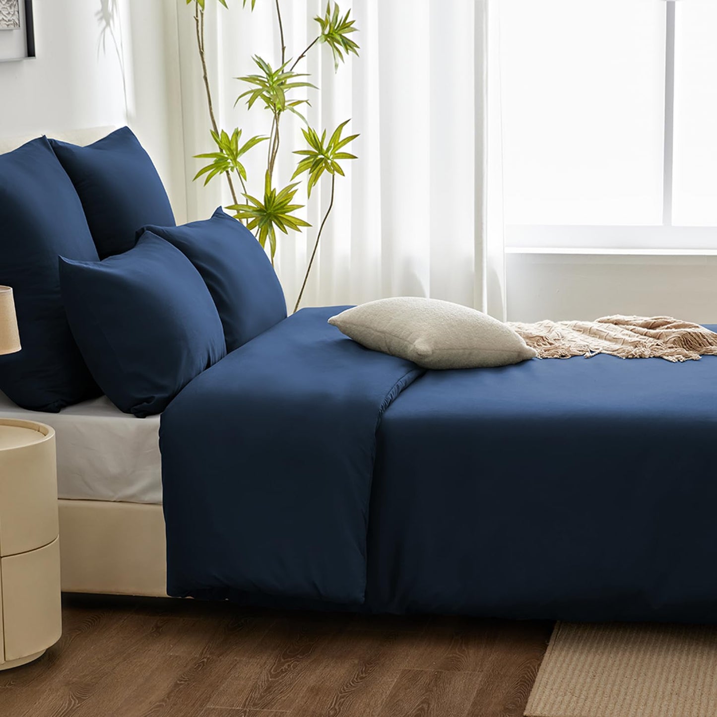 WAVVE Housse de Couette 140x200 cm avec 1 Taie d'oreiller 65x65 cm,Parure de Lit 1 Personne pour lit 90x190 avec Fermeture Éclair Sets de Housse Couette en Microfibre, Gris Foncé 140 x 200