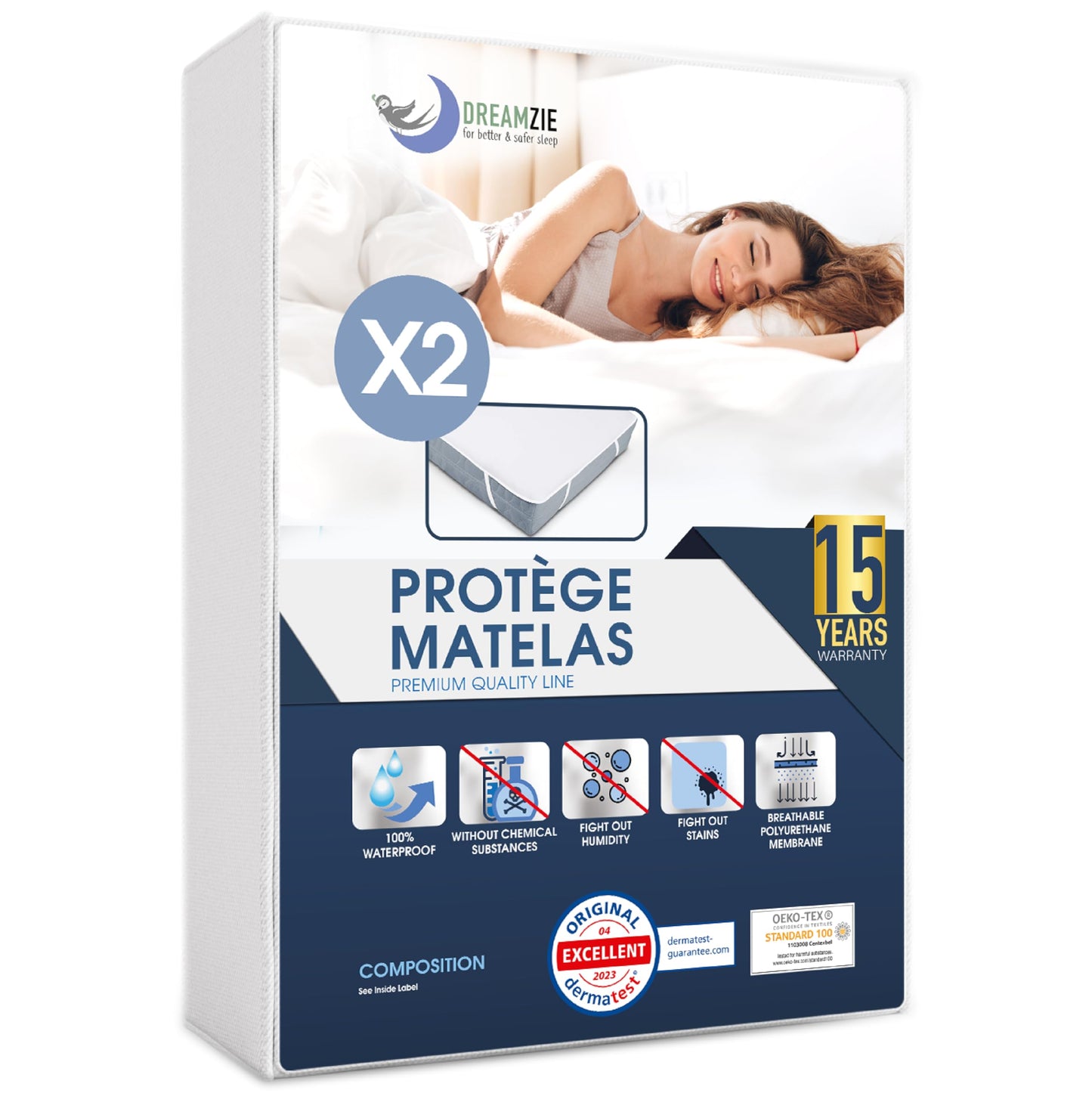 Protège Matelas Imperméable Oeko-TEX – Alèse en Coton Respirant avec 4 Coins Élastiques