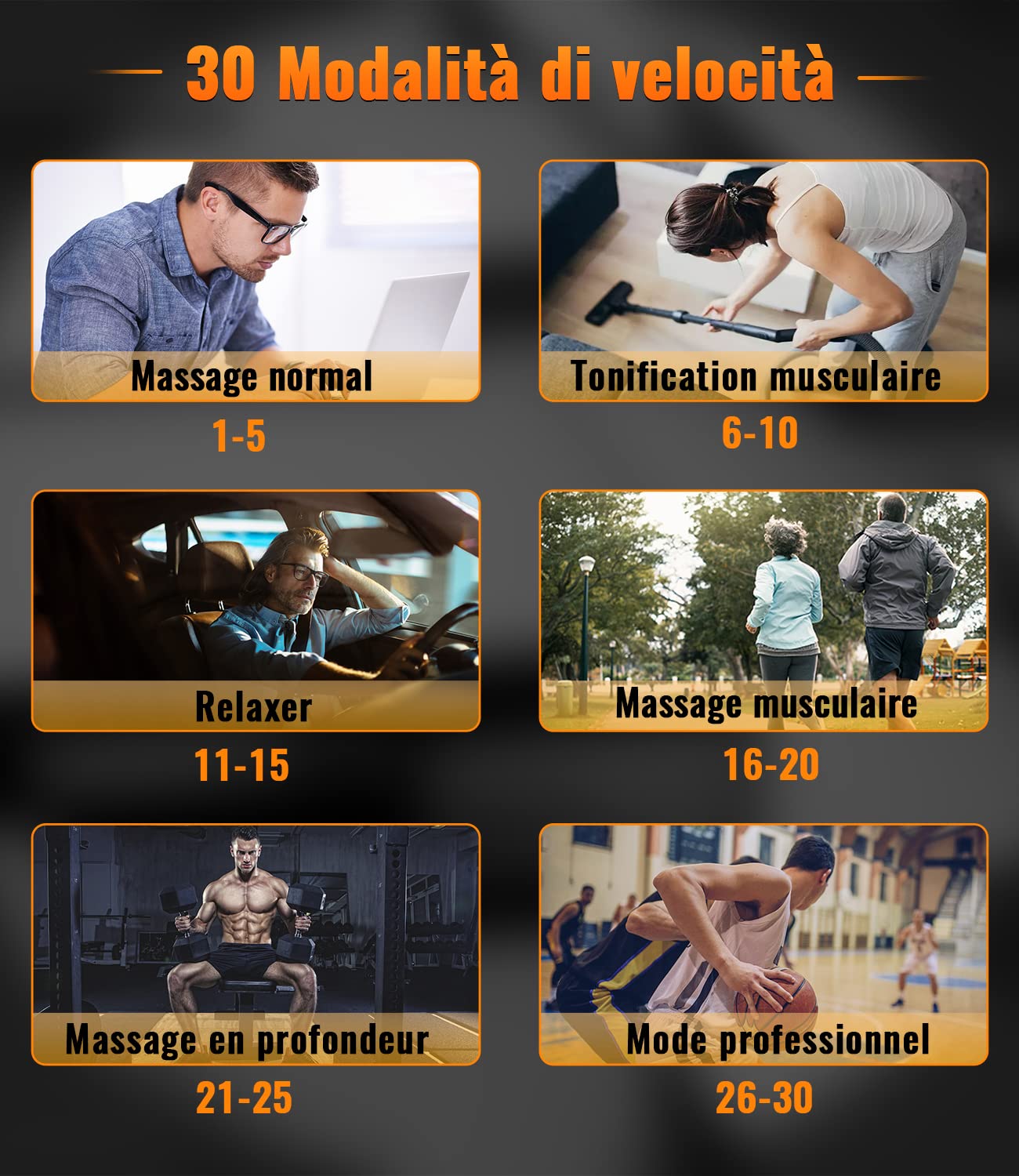 Pistolet de Massage Musculaire ALDOM Appareil de Massage Masseur de Muscle Profonds avec 30 Niveaux Réglables, 6 Têtes de Massage et l'Écran LCD Pour Soulager Douleurs et Raideurs Musculaires