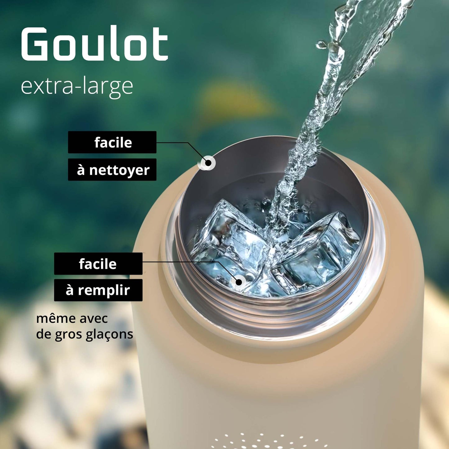 Gourde Inox Isotherme avec 3 Bouchons + Infuseur Thé/Fruits | Sans BPA