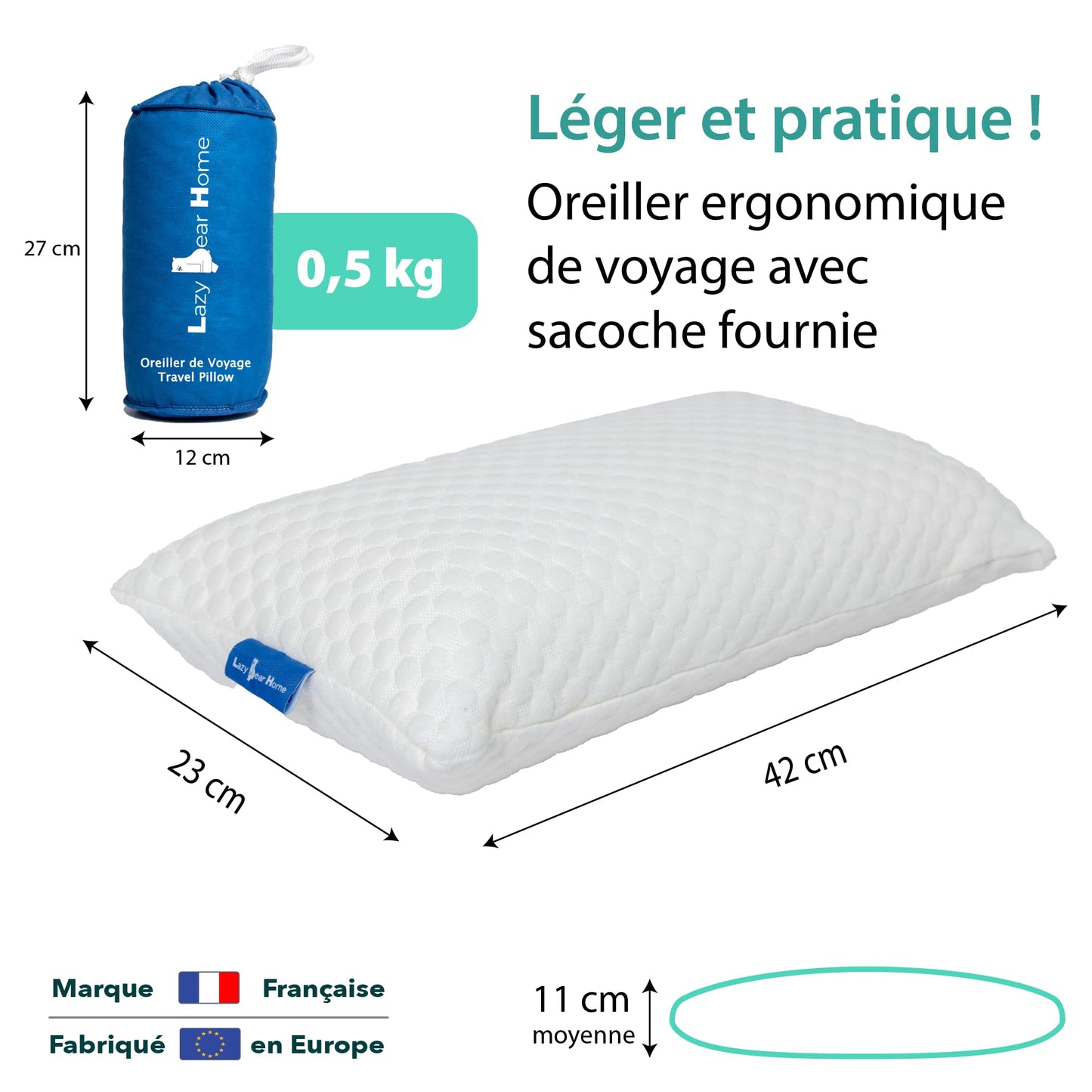 Lazy Bear Home – Oreiller Mémoire de Forme Ergonomique