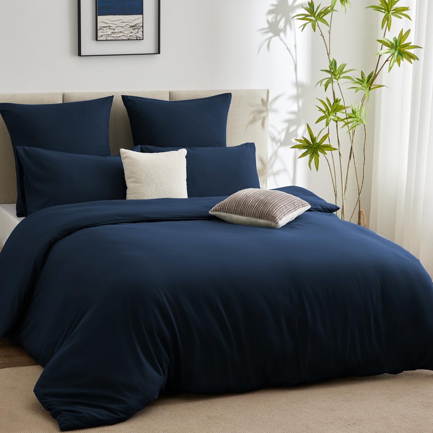 WAVVE Housse de Couette 140x200 cm avec 1 Taie d'oreiller 65x65 cm,Parure de Lit 1 Personne pour lit 90x190 avec Fermeture Éclair Sets de Housse Couette en Microfibre, Gris Foncé 140 x 200