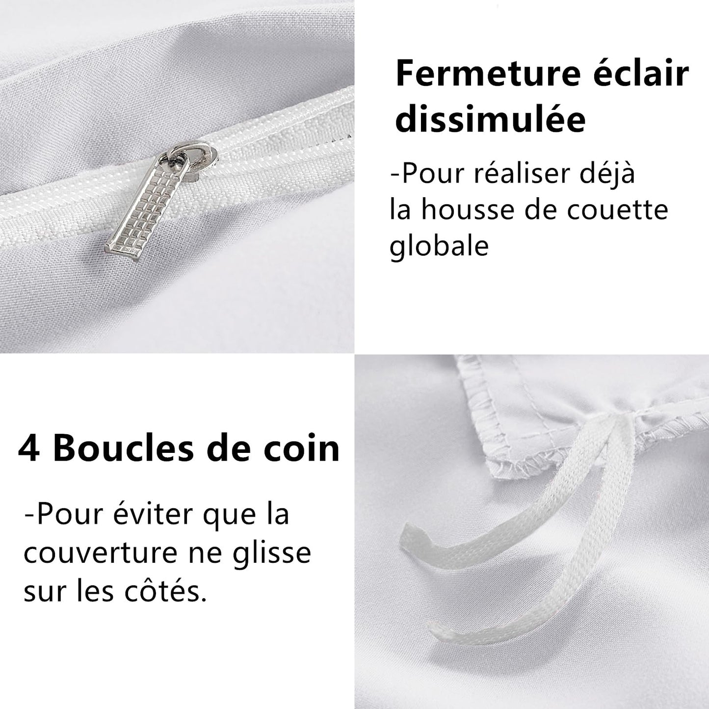 WAVVE Housse de Couette 140x200 cm avec 1 Taie d'oreiller 65x65 cm,Parure de Lit 1 Personne pour lit 90x190 avec Fermeture Éclair Sets de Housse Couette en Microfibre, Gris Foncé 140 x 200