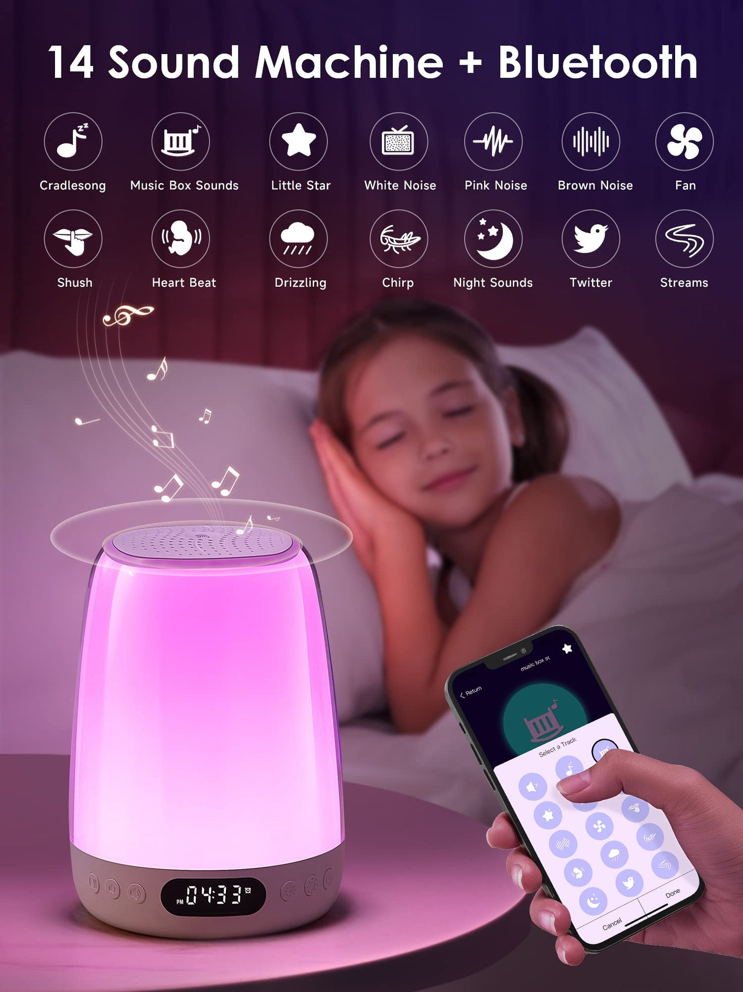 Veilleuse Bébé Musicale et Lumineuse – Lampe de Chevet Sans Fil 🌟
