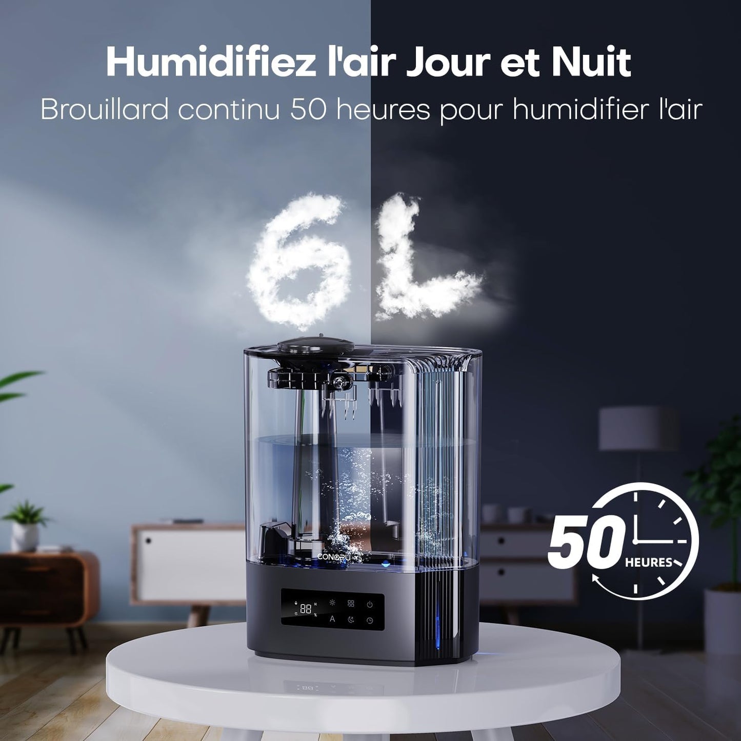 Humidificateur Ultrason 6L Silencieux – Confort et Air Purifié