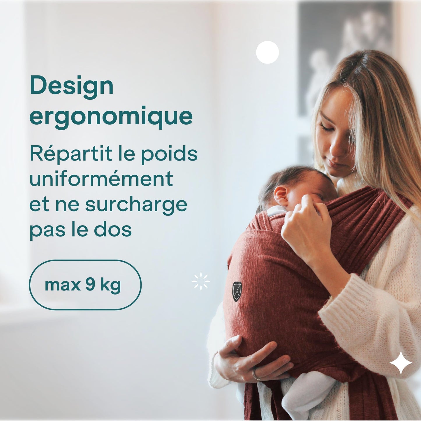 Koala Bébé Écharpe de Portage Réglable – Facile à Enfiler, Unisexe, Noir