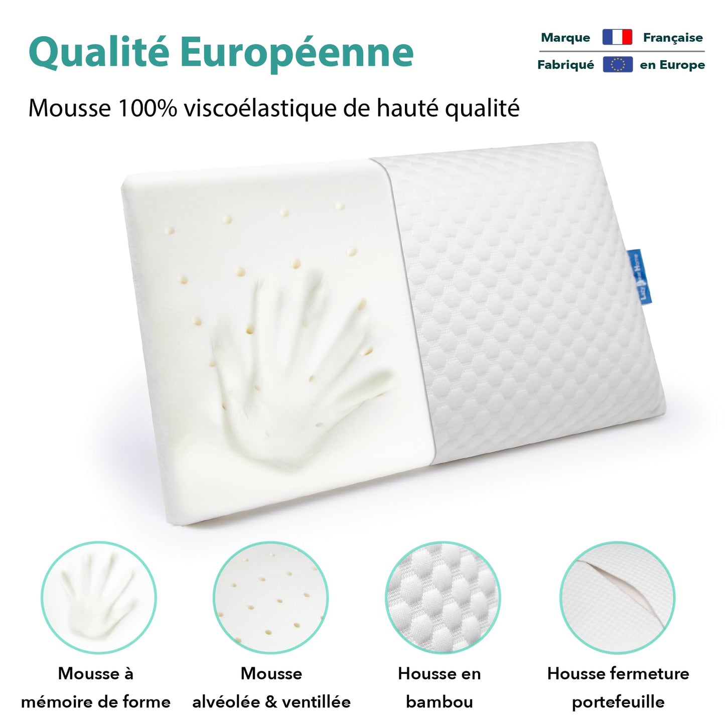 Lazy Bear Home – Oreiller Mémoire de Forme Ergonomique