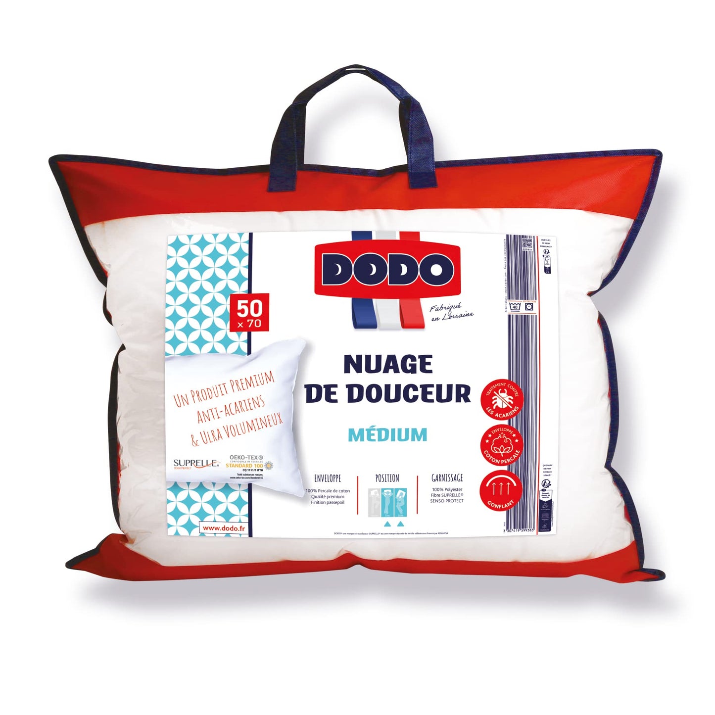 Oreiller Nuage de Douceur | Anti-acariens et Gonflant | Fabriqué en France