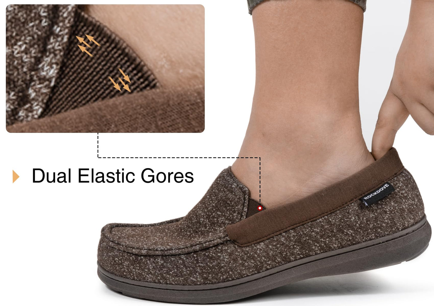 RockDove Pantoufles Mocassins SILVADUR en tissu anti-odeurs pour homme