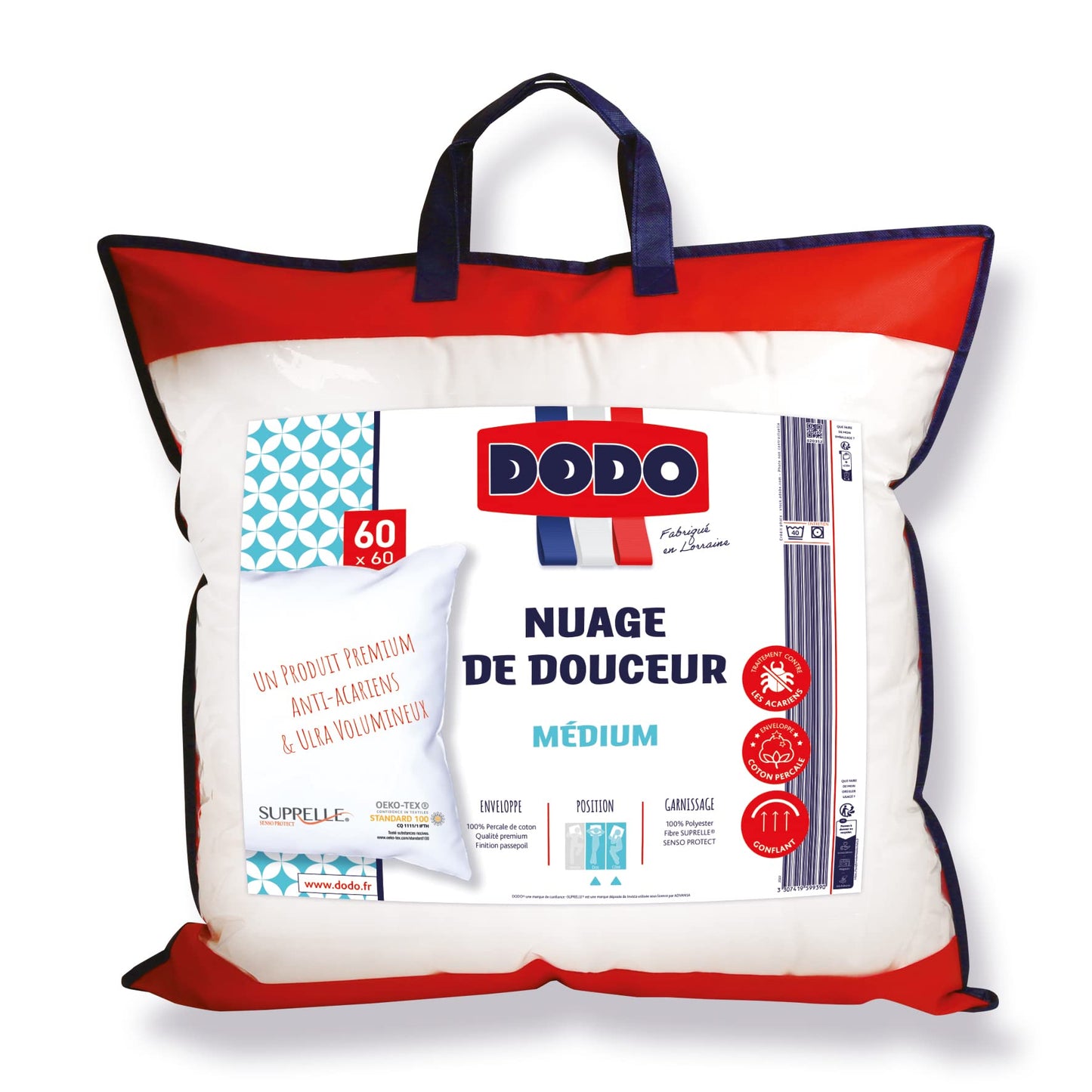 Oreiller Nuage de Douceur | Anti-acariens et Gonflant | Fabriqué en France