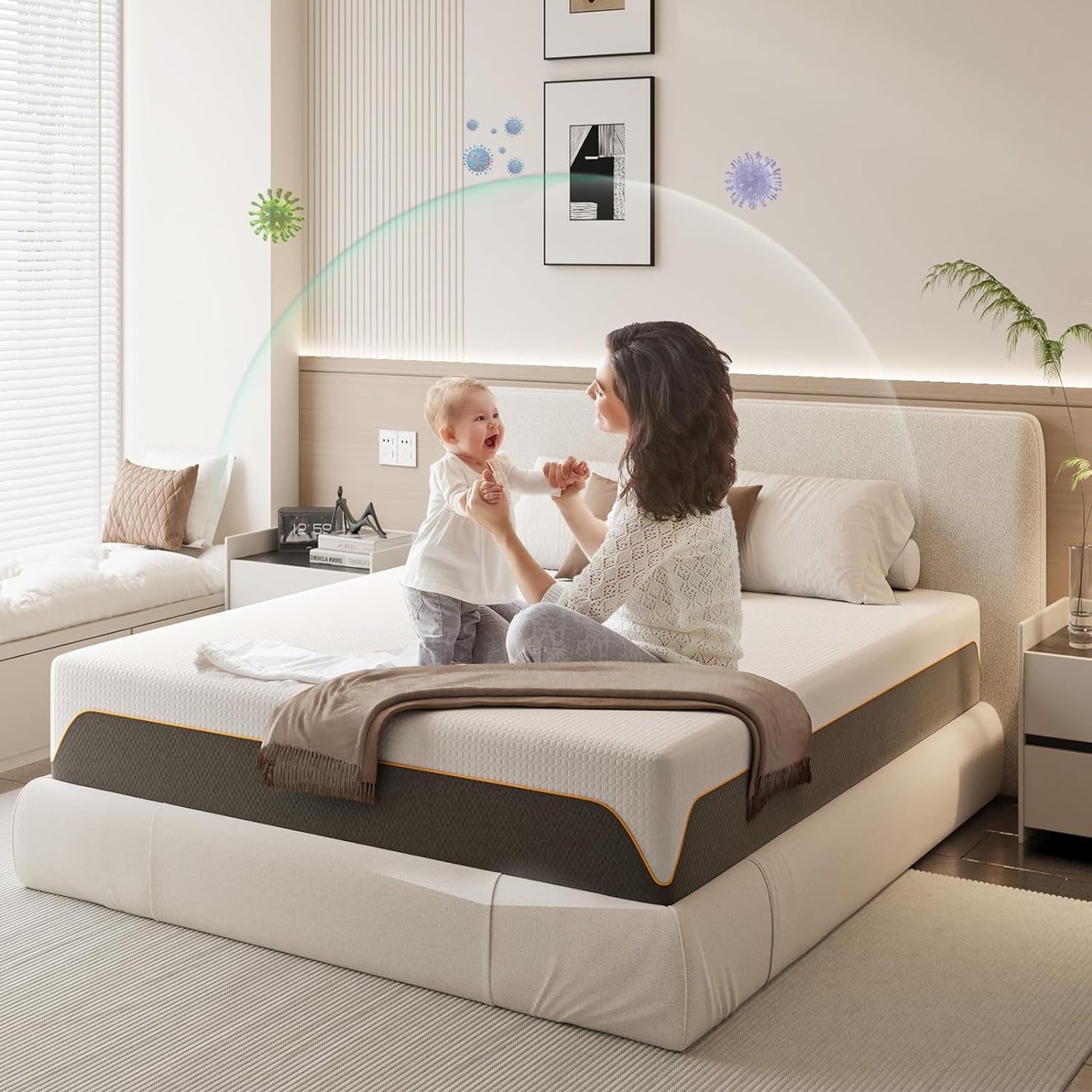 Matelas – Mousse Gel Mémoire, Latex 7 Zones, Confort et Soutien Ergonomique