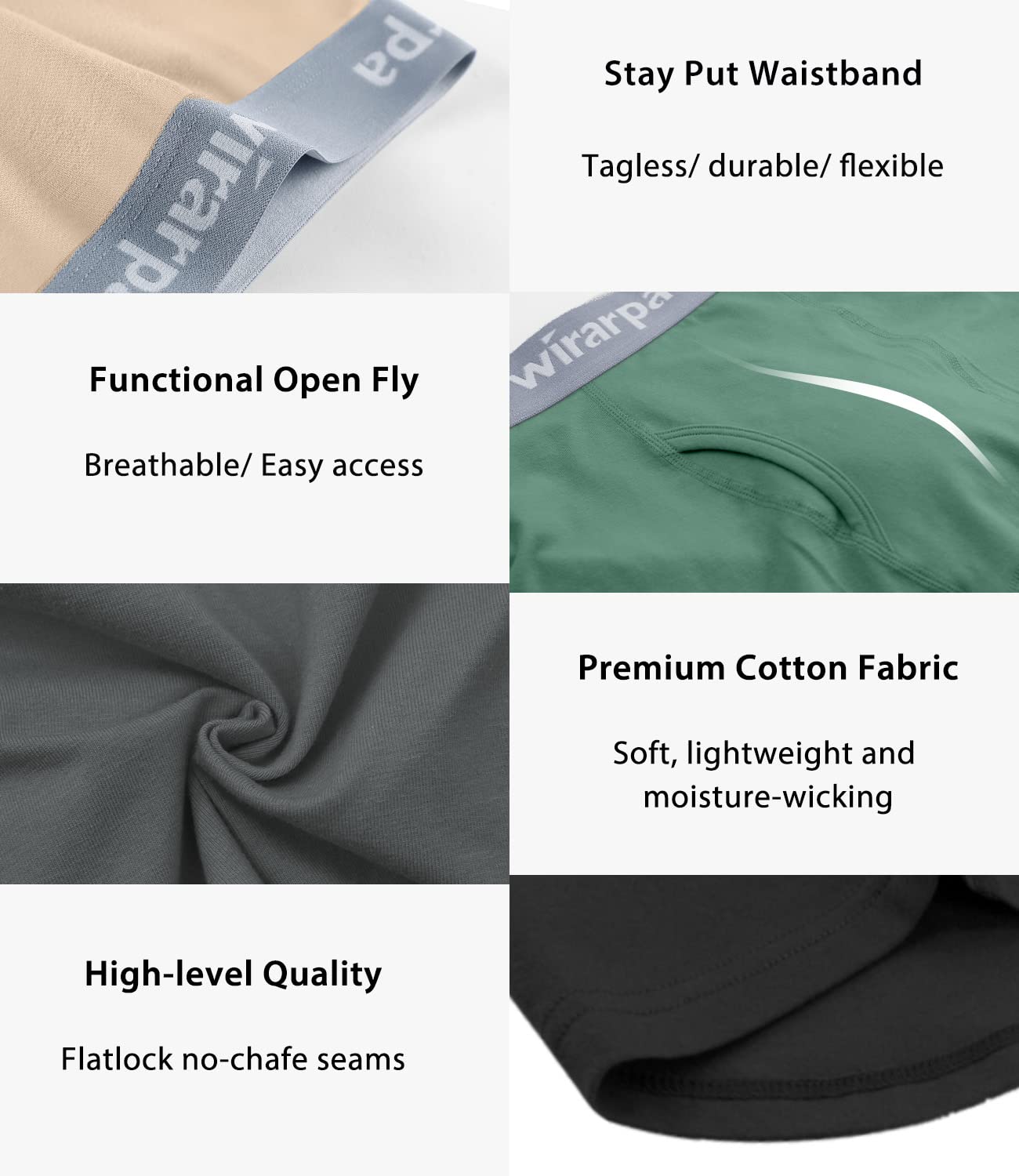 Boxers Homme Coton Confort – Lot de 4 Sans Étiquette