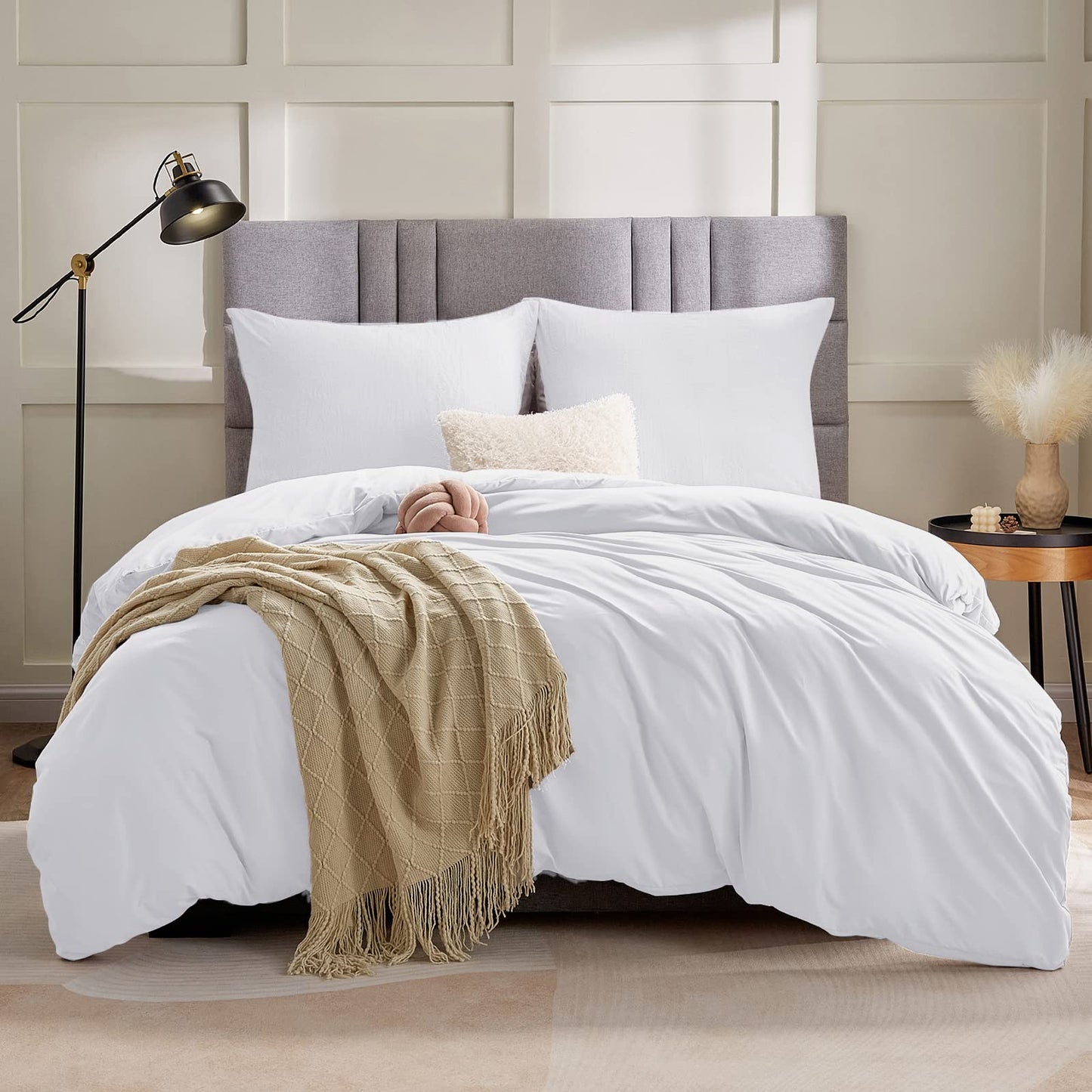 WAVVE Housse de Couette 140x200 cm avec 1 Taie d'oreiller 65x65 cm,Parure de Lit 1 Personne pour lit 90x190 avec Fermeture Éclair Sets de Housse Couette en Microfibre, Gris Foncé 140 x 200
