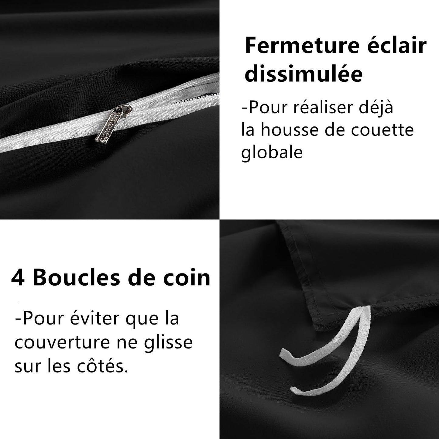 WAVVE Housse de Couette 140x200 cm avec 1 Taie d'oreiller 65x65 cm,Parure de Lit 1 Personne pour lit 90x190 avec Fermeture Éclair Sets de Housse Couette en Microfibre, Gris Foncé 140 x 200