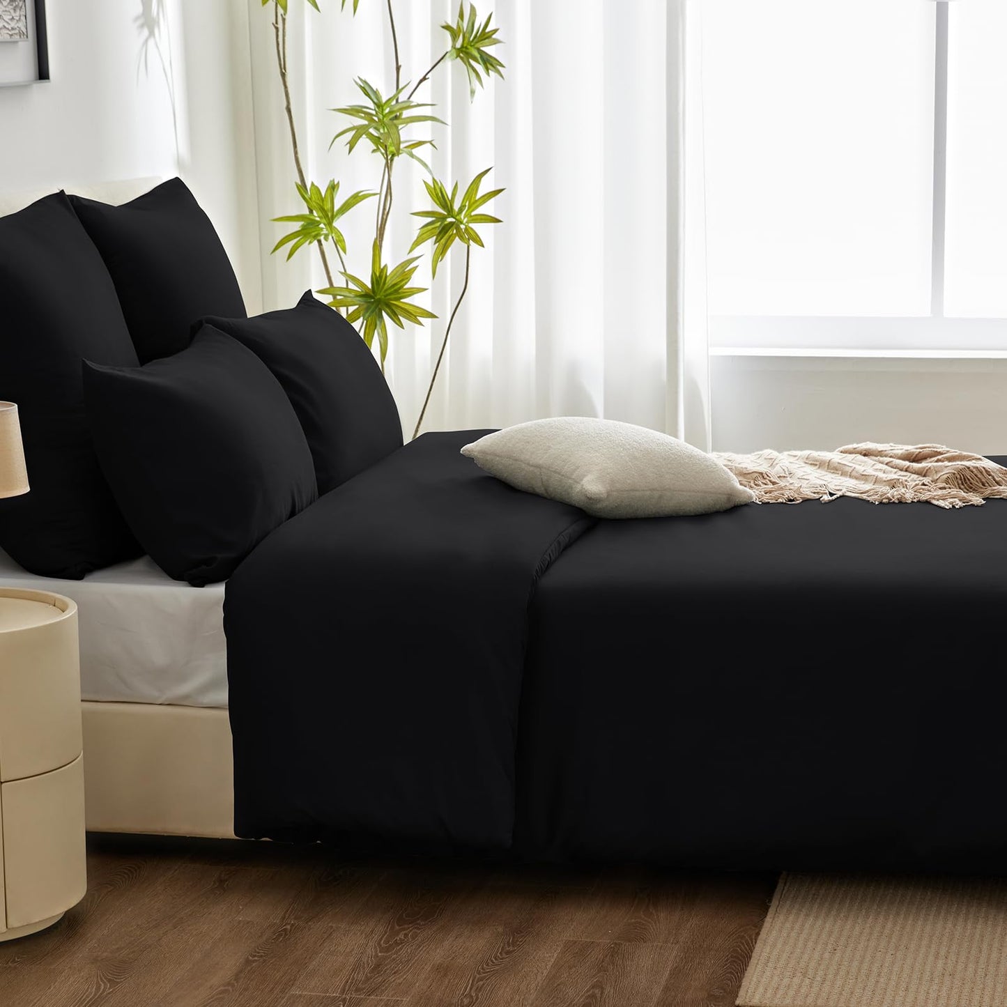 WAVVE Housse de Couette 140x200 cm avec 1 Taie d'oreiller 65x65 cm,Parure de Lit 1 Personne pour lit 90x190 avec Fermeture Éclair Sets de Housse Couette en Microfibre, Gris Foncé 140 x 200