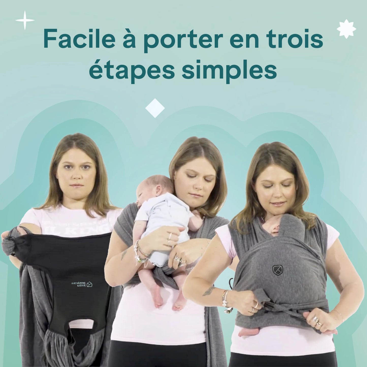 Koala Bébé Écharpe de Portage Réglable – Facile à Enfiler, Unisexe, Noir