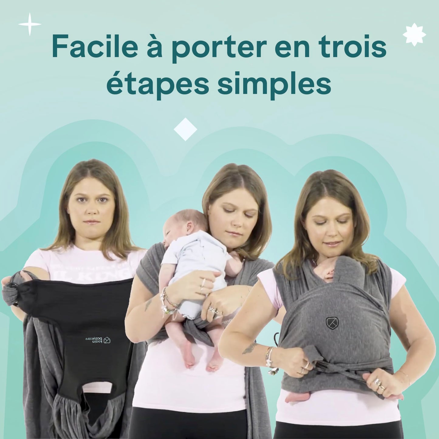 Koala Bébé Écharpe de Portage Réglable – Facile à Enfiler, Unisexe, Noir