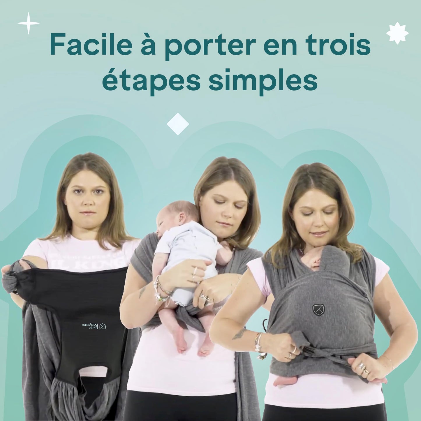 Koala Bébé Écharpe de Portage Réglable – Facile à Enfiler, Unisexe, Noir
