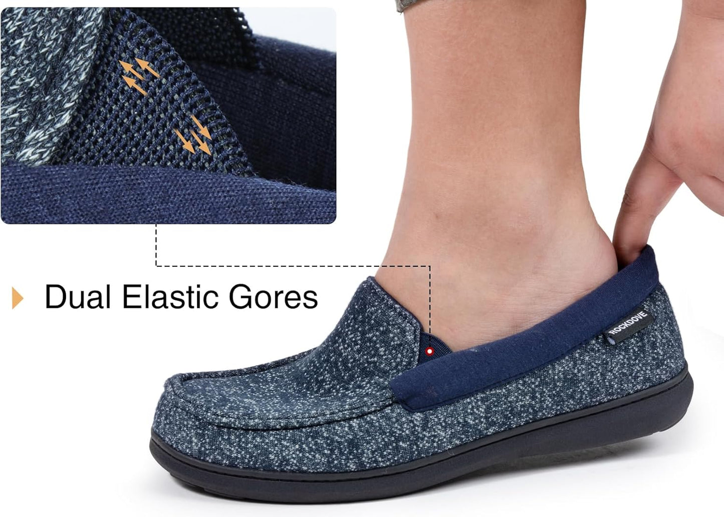 RockDove Pantoufles Mocassins SILVADUR en tissu anti-odeurs pour homme