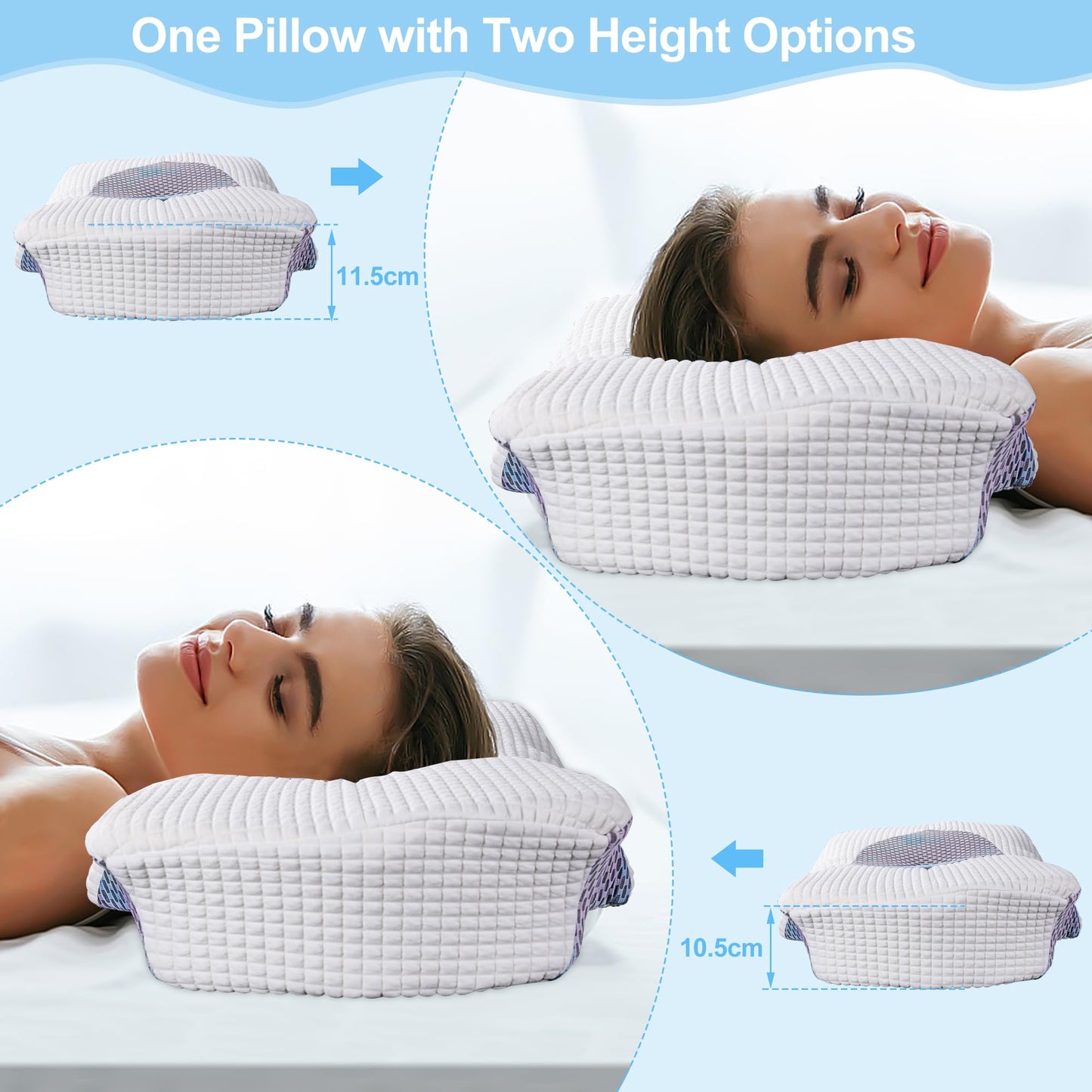 Oreiller Cervical Ergonomique en Mousse à Mémoire – Confort Absolu pour un Sommeil Réparateur