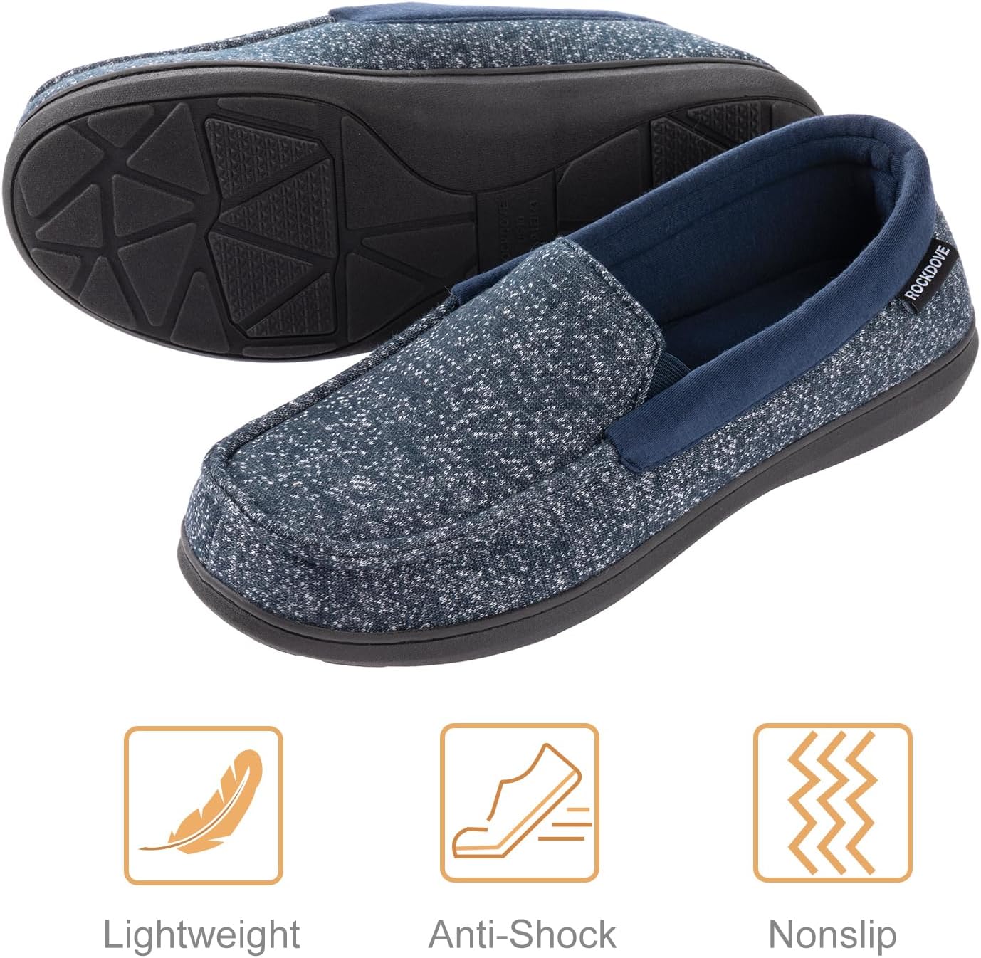 RockDove Pantoufles Mocassins SILVADUR en tissu anti-odeurs pour homme
